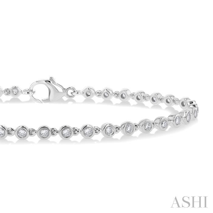 Modern 1ct Bezel Set Diamond Tennis Bracelet in 14K White Gold