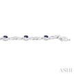 Striking Sapphire and Diamond Precious Fashion Bracelet in 10K White Gold