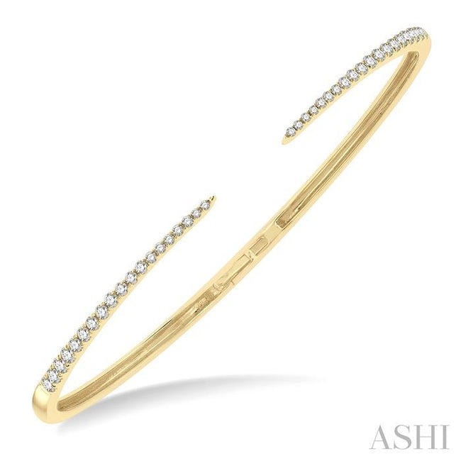 Bold & Modern 1/2ct Round Cut Diamond Claw Cuff Bangle in 14K Yellow Gold