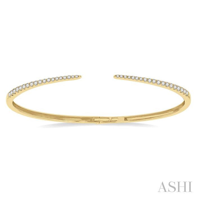 Bold & Modern 1/2ct Round Cut Diamond Claw Cuff Bangle in 14K Yellow Gold