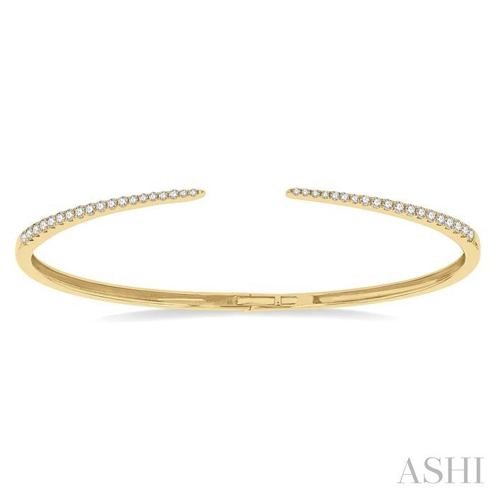 Bold & Modern 1/2ct Round Cut Diamond Claw Cuff Bangle in 14K Yellow Gold