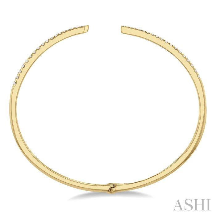 Bold & Modern 1/2ct Round Cut Diamond Claw Cuff Bangle in 14K Yellow Gold