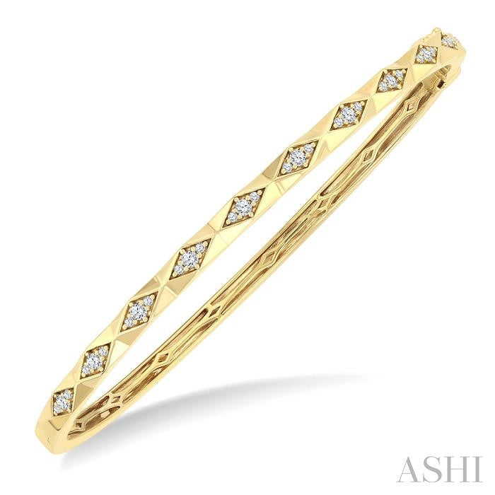 Bold & Modern 1/3ct Geometric Shape Diamond Fashion Bangle in 10K Yellow Gold
