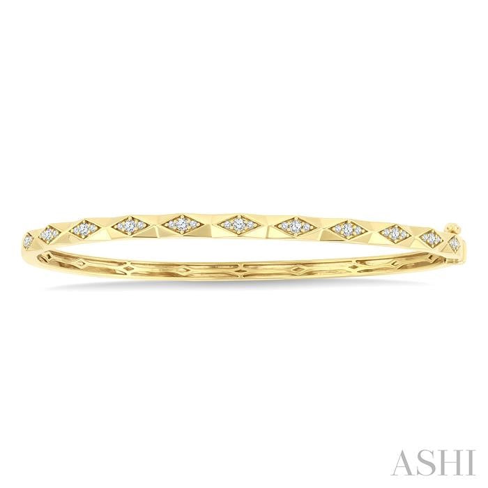 Bold & Modern 1/3ct Geometric Shape Diamond Fashion Bangle in 10K Yellow Gold