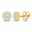 1/4 CTW Certified Lab-Grown Diamond Floral Halo Stud Earrings in 10K Yellow Gold