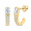 1.00 CTW Certified Lab-Grown Diamond Oval J-Hoop Earrings in 10K Yellow Gold