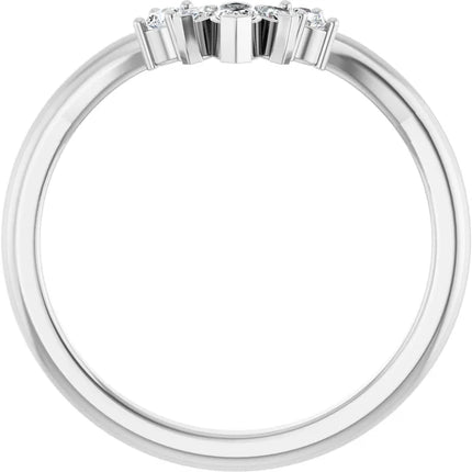 14K White 1/6 CTW  Diamond Accented Contour Band