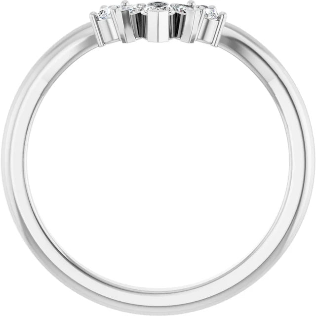 14K White 1/6 CTW  Diamond Accented Contour Band