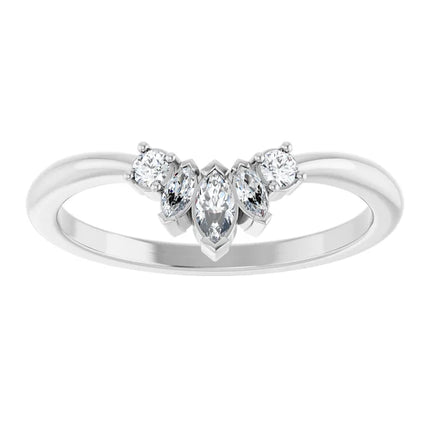 14K White 1/6 CTW  Diamond Accented Contour Band