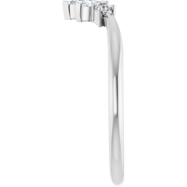 14K White 1/6 CTW  Diamond Accented Contour Band