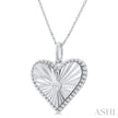 1/20 Ctw Heart fluted medallion Round Cut Diamond Pendant With Chain in Sterling Silver