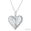 1/20 Ctw Heart fluted medallion Round Cut Diamond Pendant With Chain in Sterling Silver