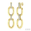 1/10 Ctw Bold Oval Link Single Cut Diamond Fashion Earring in Yellow Gold Vermeil