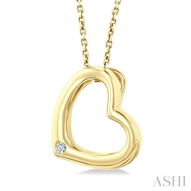 Reclined Heart Diamond Fashion Pendant in Yellow Gold Vermeil