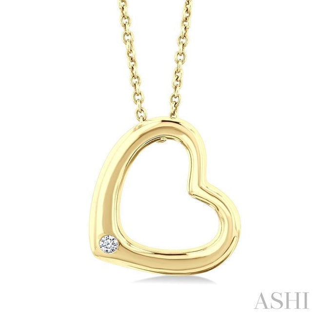 Reclined Heart Diamond Fashion Pendant in Yellow Gold Vermeil