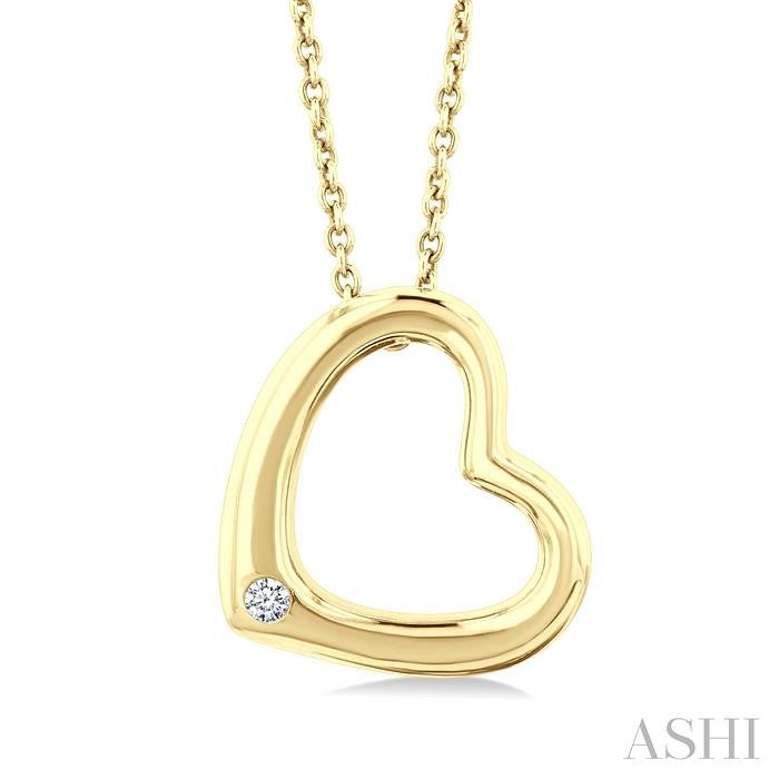 1/50 Ctw Reclined Heart Single Cut Diamond Fashion Pendant With Chain in Yellow Gold Vermeil