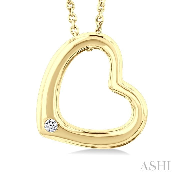 1/50 Ctw Reclined Heart Single Cut Diamond Fashion Pendant With Chain in Yellow Gold Vermeil