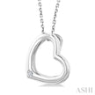1/50 Ctw Heart Frame Round Cut Diamond Fashion Pendant With Chain in Sterling Silver