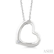 1/50 Ctw Heart Frame Round Cut Diamond Fashion Pendant With Chain in Sterling Silver