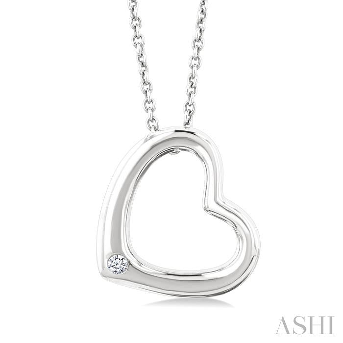 1/50 Ctw Heart Frame Round Cut Diamond Fashion Pendant With Chain in Sterling Silver