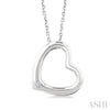 1/50 Ctw Heart Frame Round Cut Diamond Fashion Pendant With Chain in Sterling Silver