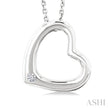 1/50 Ctw Heart Frame Round Cut Diamond Fashion Pendant With Chain in Sterling Silver