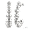 1/10 Ctw Bold Hemisphere Shape Link Round Cut Diamond Fashion Half Hoop Earring in Sterling Silver