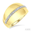 1/10 Ctw Bold Single Cut Diamond Panel Fashion Wide Band in Yellow Gold Vermeil
