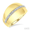 1/10 Ctw Bold Single Cut Diamond Panel Fashion Wide Band in Yellow Gold Vermeil
