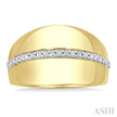 1/10 Ctw Bold Single Cut Diamond Panel Fashion Wide Band in Yellow Gold Vermeil