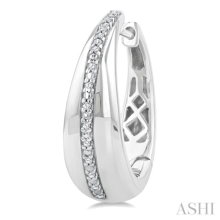 1/10 Ctw Bold Wide Round Cut Diamond Hoop Earring in Sterling Silver