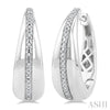 1/10 Ctw Bold Wide Round Cut Diamond Hoop Earring in Sterling Silver