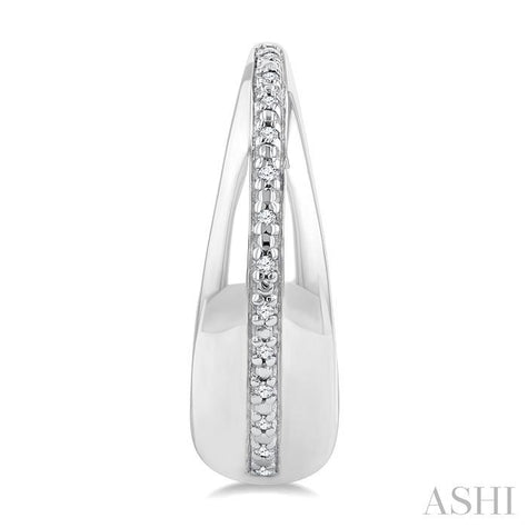 1/10 Ctw Bold Wide Round Cut Diamond Hoop Earring in Sterling Silver