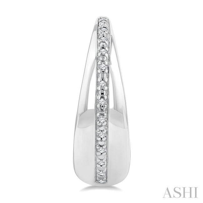 1/10 Ctw Bold Wide Round Cut Diamond Hoop Earring in Sterling Silver