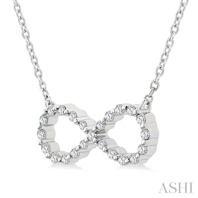 1/8 Ctw Petite Infinity Round Cut Diamond Fashion Pendant With Chain in Sterling Silver