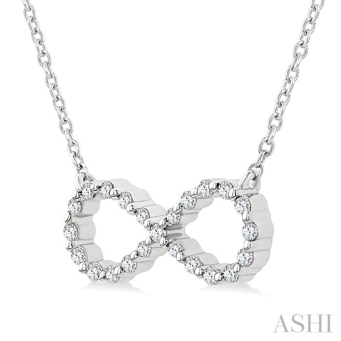 1/8 Ctw Petite Infinity Round Cut Diamond Fashion Pendant With Chain in Sterling Silver