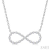 1/8 Ctw Petite Infinity Round Cut Diamond Fashion Pendant With Chain in Sterling Silver