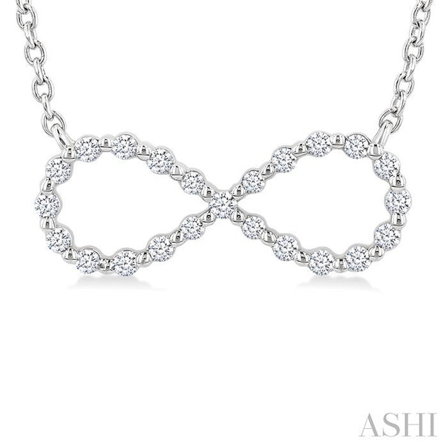 1/8 Ctw Petite Infinity Round Cut Diamond Fashion Pendant With Chain in Sterling Silver