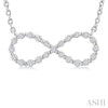 1/8 Ctw Petite Infinity Round Cut Diamond Fashion Pendant With Chain in Sterling Silver