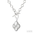 1/10 Ctw Clover Fluted Toggle Round Cut Diamond Fashion Necklace in Sterling Silver