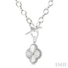 1/10 Ctw Clover Fluted Toggle Round Cut Diamond Fashion Necklace in Sterling Silver