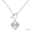 1/10 Ctw Clover Fluted Toggle Round Cut Diamond Fashion Necklace in Sterling Silver