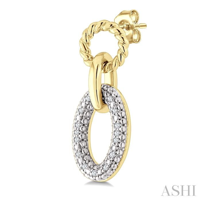 1/10 Ctw Oval Shaped Open Window Link Single Cut Diamond Earring in Yellow Gold Vermeil