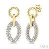 1/10 Ctw Oval Shaped Open Window Link Single Cut Diamond Earring in Yellow Gold Vermeil