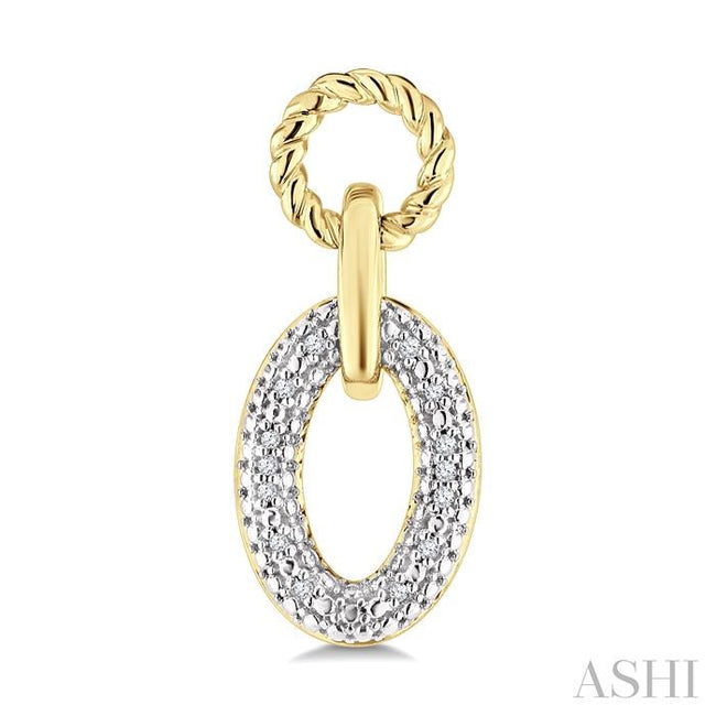 Oval Shaped Open Window Diamond Earring in Yellow Gold Vermeil