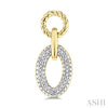 1/10 Ctw Oval Shaped Open Window Link Single Cut Diamond Earring in Yellow Gold Vermeil
