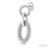 1/10 Ctw Single Cut Diamond Bold Oval Shape Rope Link Earrings in Sterling Silver