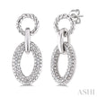 1/10 Ctw Single Cut Diamond Bold Oval Shape Rope Link Earrings in Sterling Silver