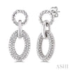1/10 Ctw Single Cut Diamond Bold Oval Shape Rope Link Earrings in Sterling Silver