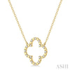 1/10 Ctw Clover Frame Bead & Round Cut Diamond Fashion Pendant With Chain in Yellow Gold Vermeil